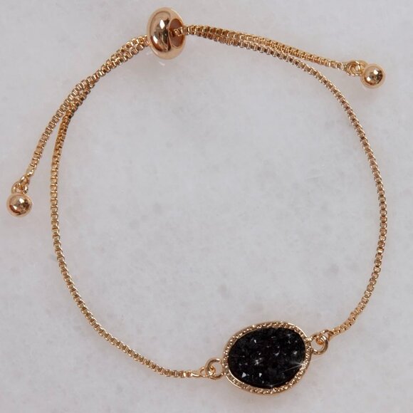Stunning Adjustable Simulated Druzy Bracelet - Perfect for Layering in Gold - Picture 7 of 9
